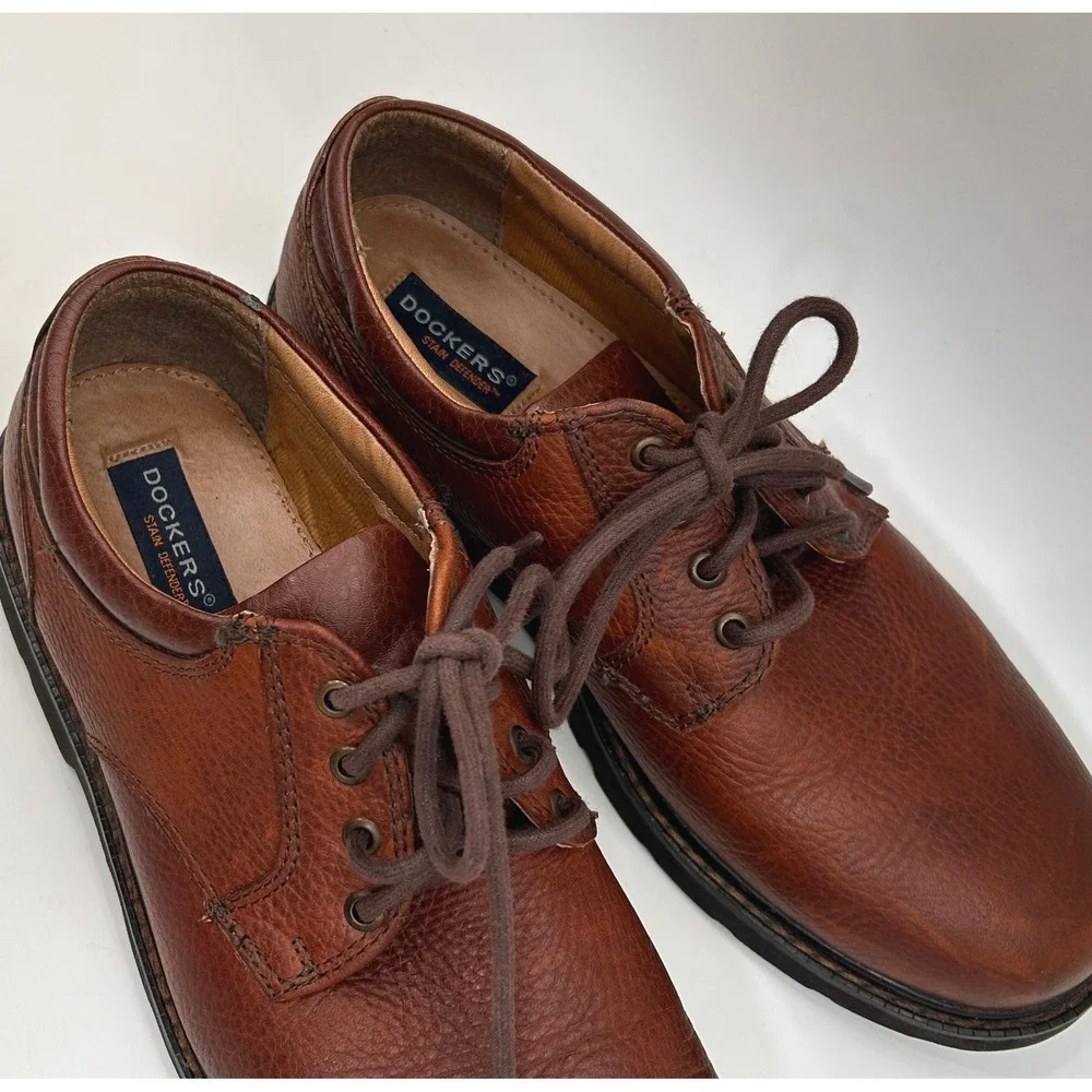 Dockers Men's Brown Leather Oxford Shoes Oil Resistant Soles Size 10 Heritage